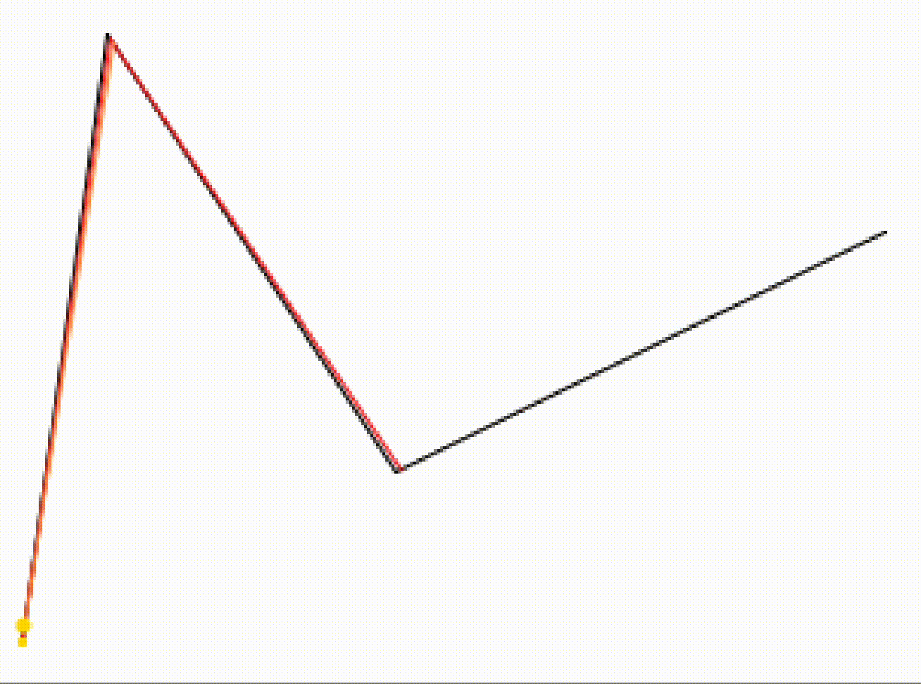 An array of squares slightly offset from one another in varying shades of green with occasional floating yellow circles obscuring the view